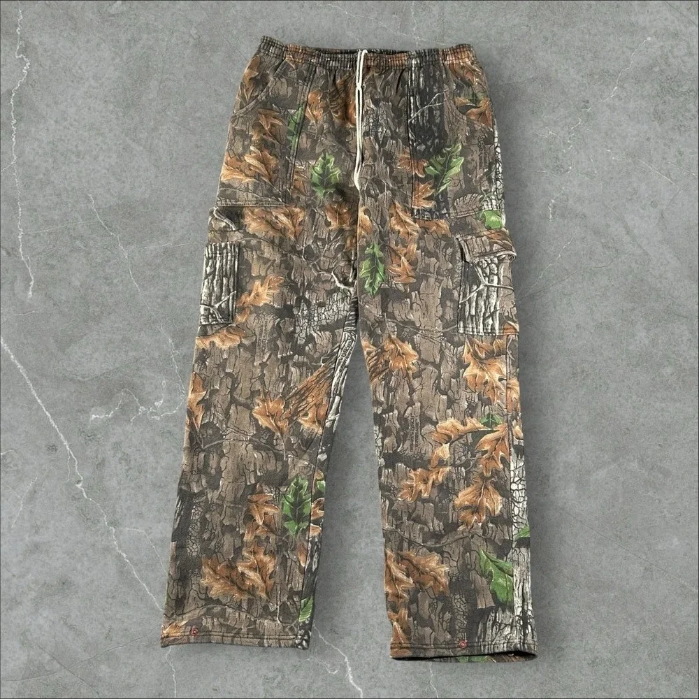 Jerzees Cargo Sweatpants Mens XL Camouflage Elastic Drawstring Outdoor Vintage
